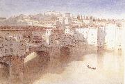 Albert goodwin,r.w.s Ponte Vecchio Florence oil painting